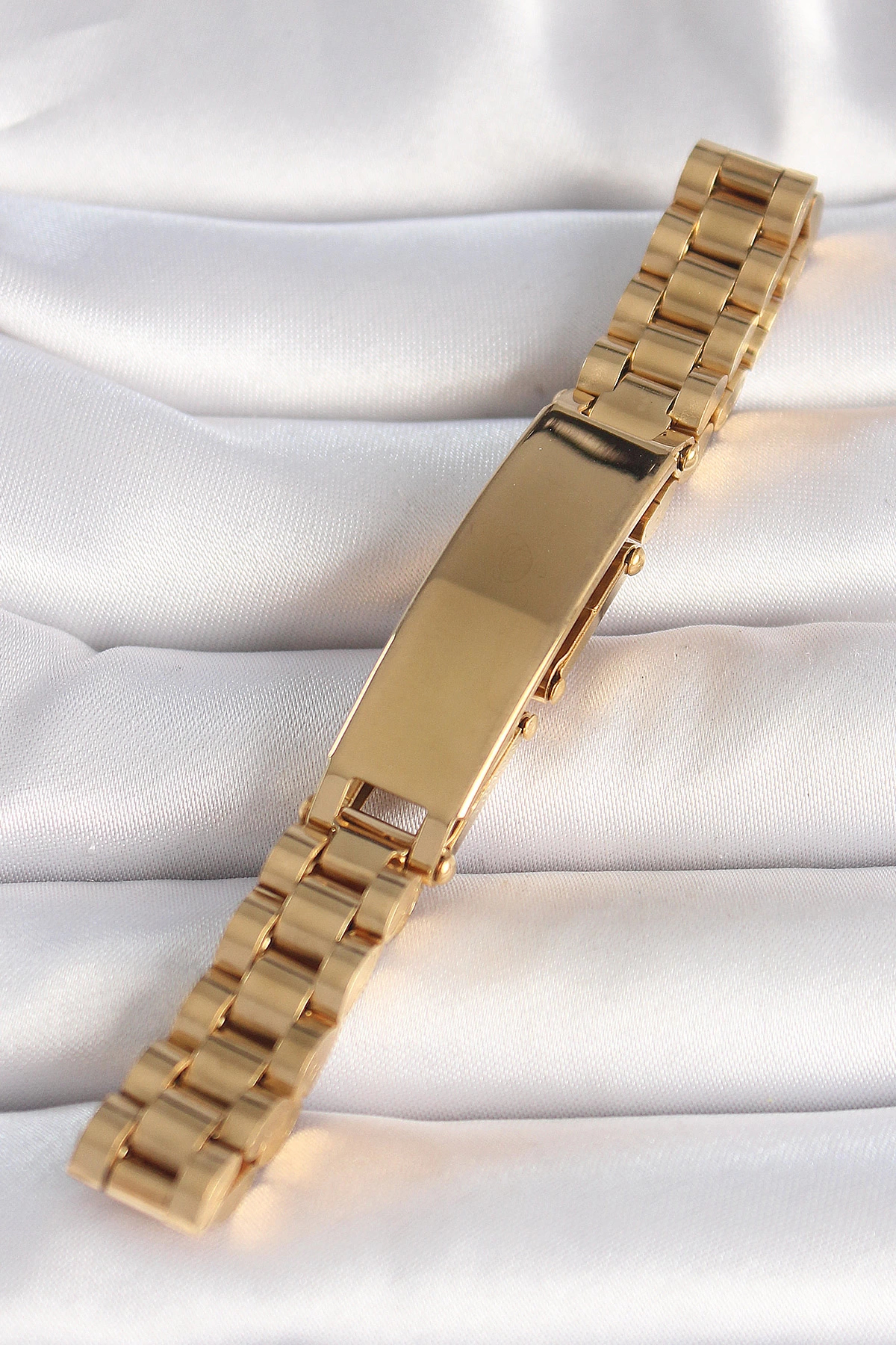 Butik 316L Çelik Gold Renk Zincir Künye Model Erkek Bileklik