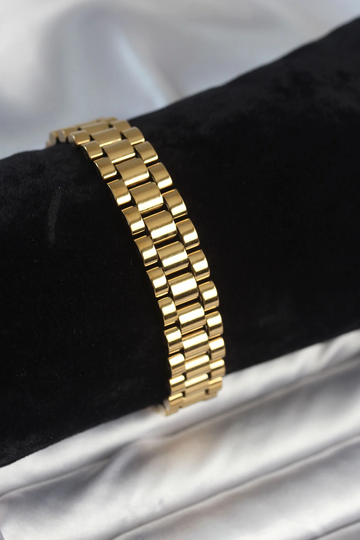 316L Çelik Gold Renk 12 mm Kalınlık Erkek Bileklik -1492