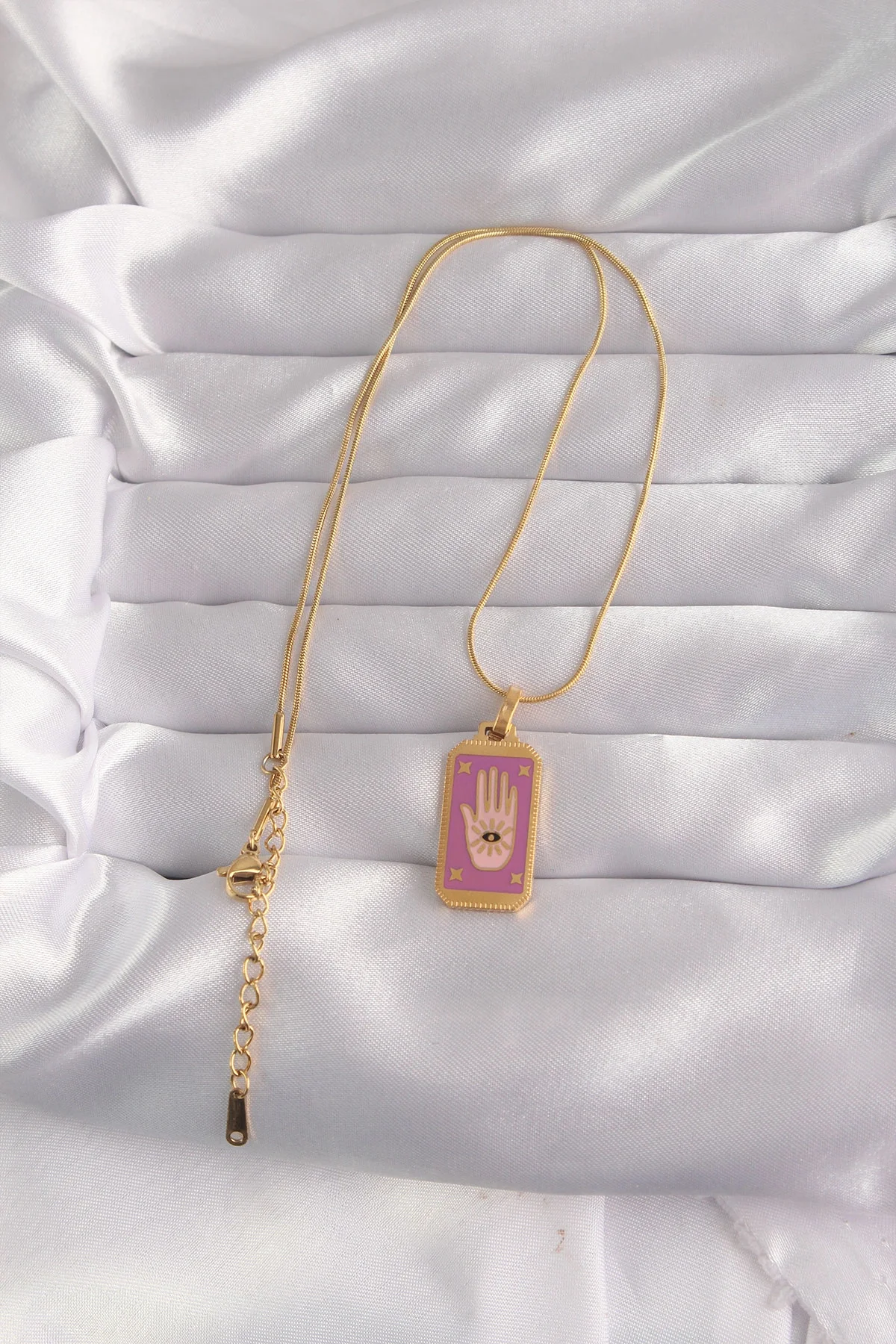 316L Çelik Gold Renk Mor Mineli El Figür Tarot Kolye Fiyatı, Yorumları ve Özellikleri