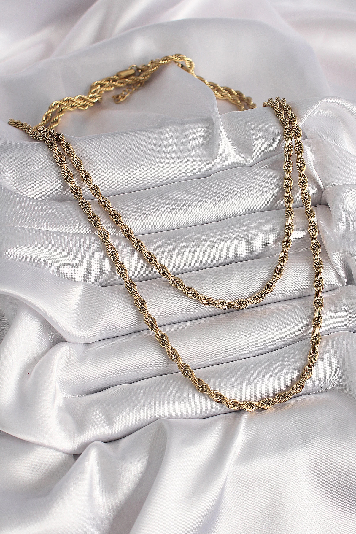 Butik 316L Çelik Gold Renk 1 Metre Burgu Zincir Kadın Kolye