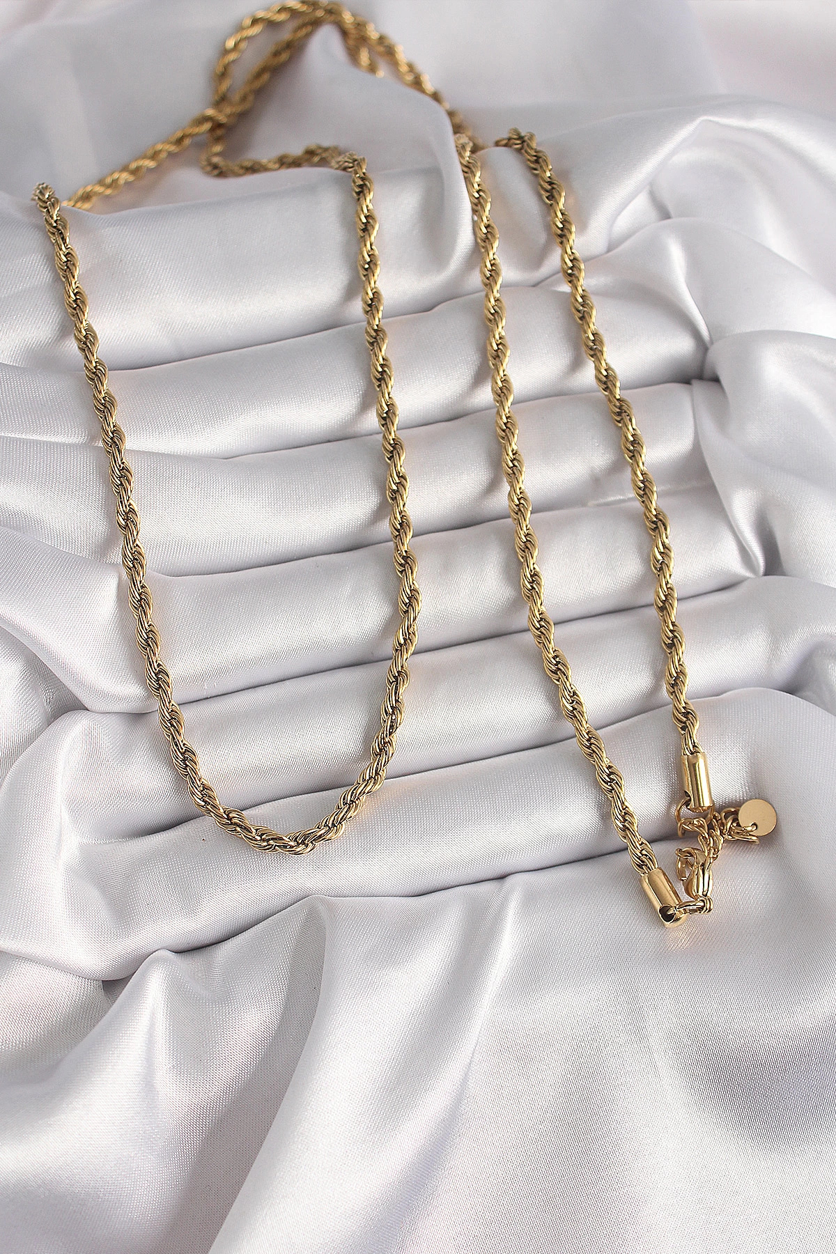 Butik 316L Çelik Gold Renk 1 Metre Burgu Zincir Kadın Kolye