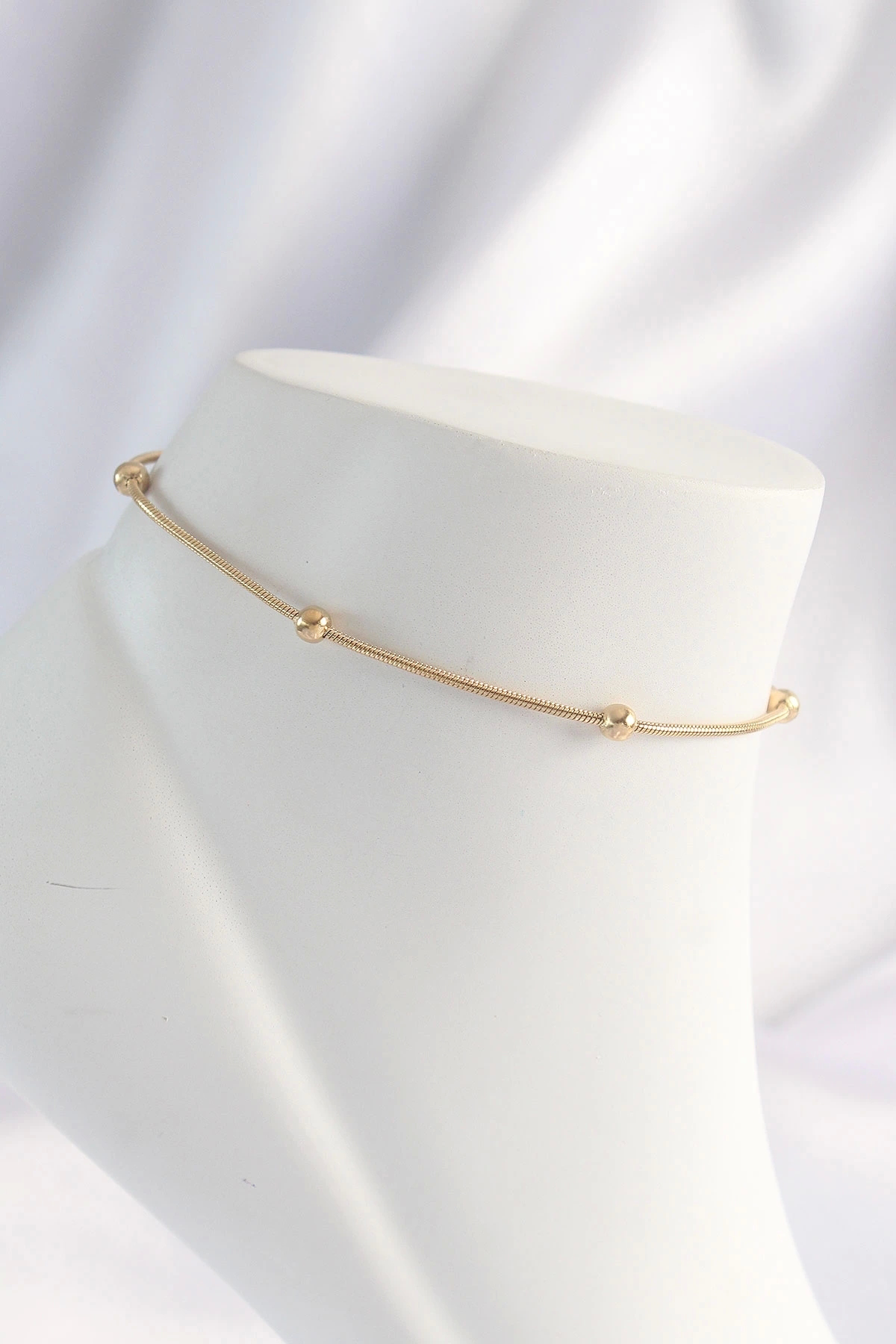 Butik 316L Çelik Gold Renk Minimal Topçuk Model Halhal