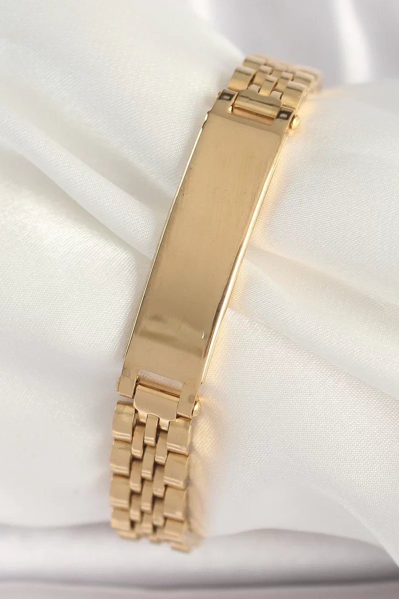 316L Çelik Gold Renk Zincir Künye Model Erkek Bileklik - Lisinya