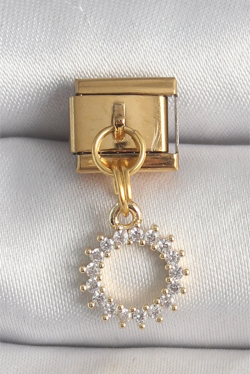 316l Çelik Gold Renk Zirkon Taşlı Sallantı Güneş Model Nomination Charm Diğer