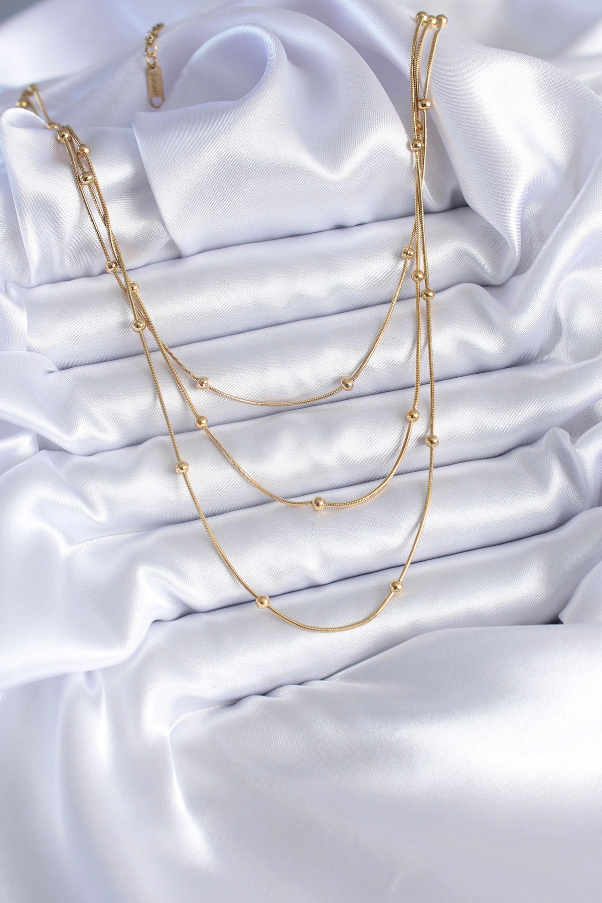 Butik 316L Çelik Gold Renk 3'Lü Minimal Toplu Kadın Kolye