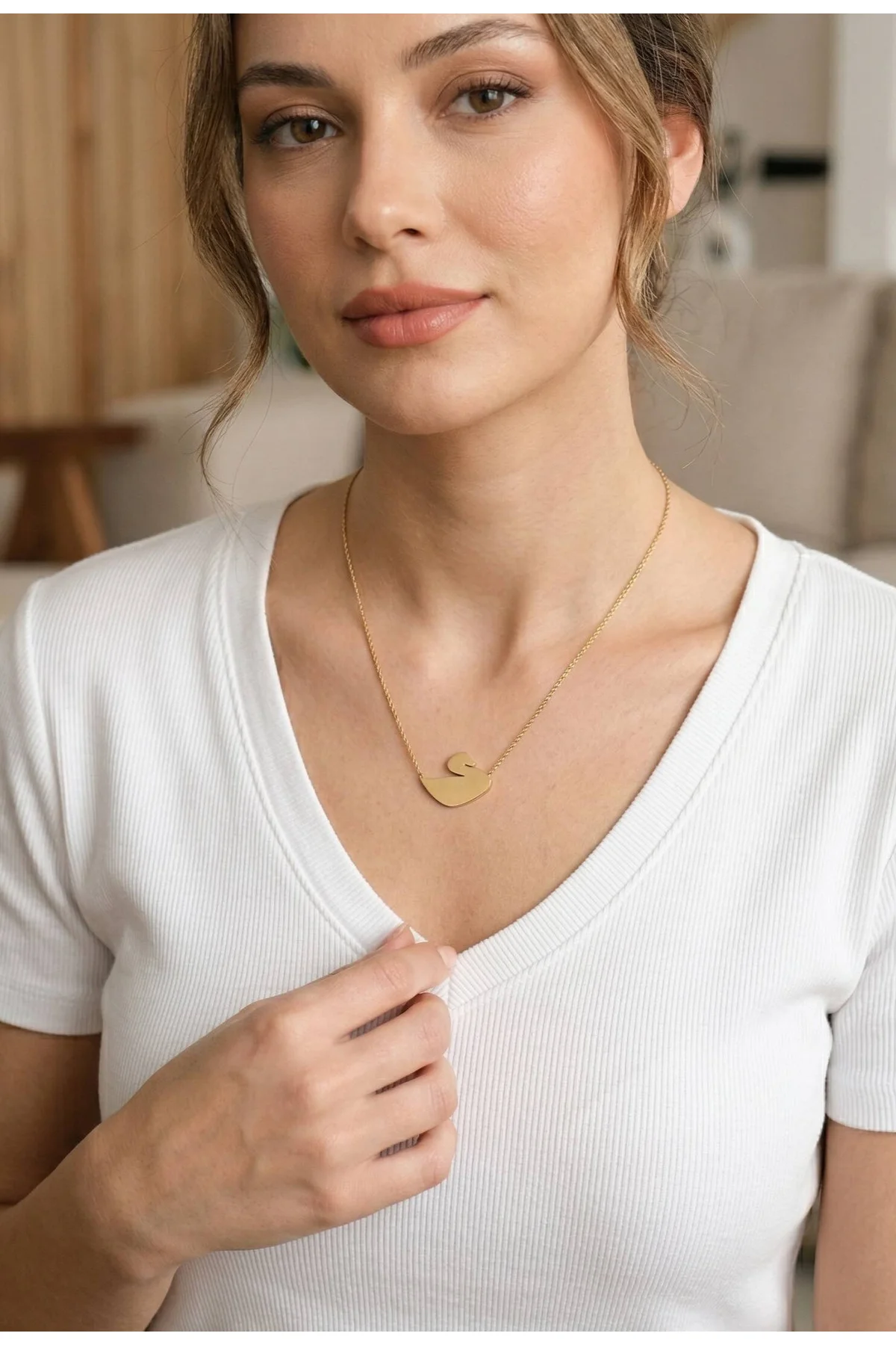 316L Çelik Gold Renk Zincir Kuğu Model Kadın Kolye 316L Çelik Gold Renk Zincir Kuğu Model Kadın Kolye
