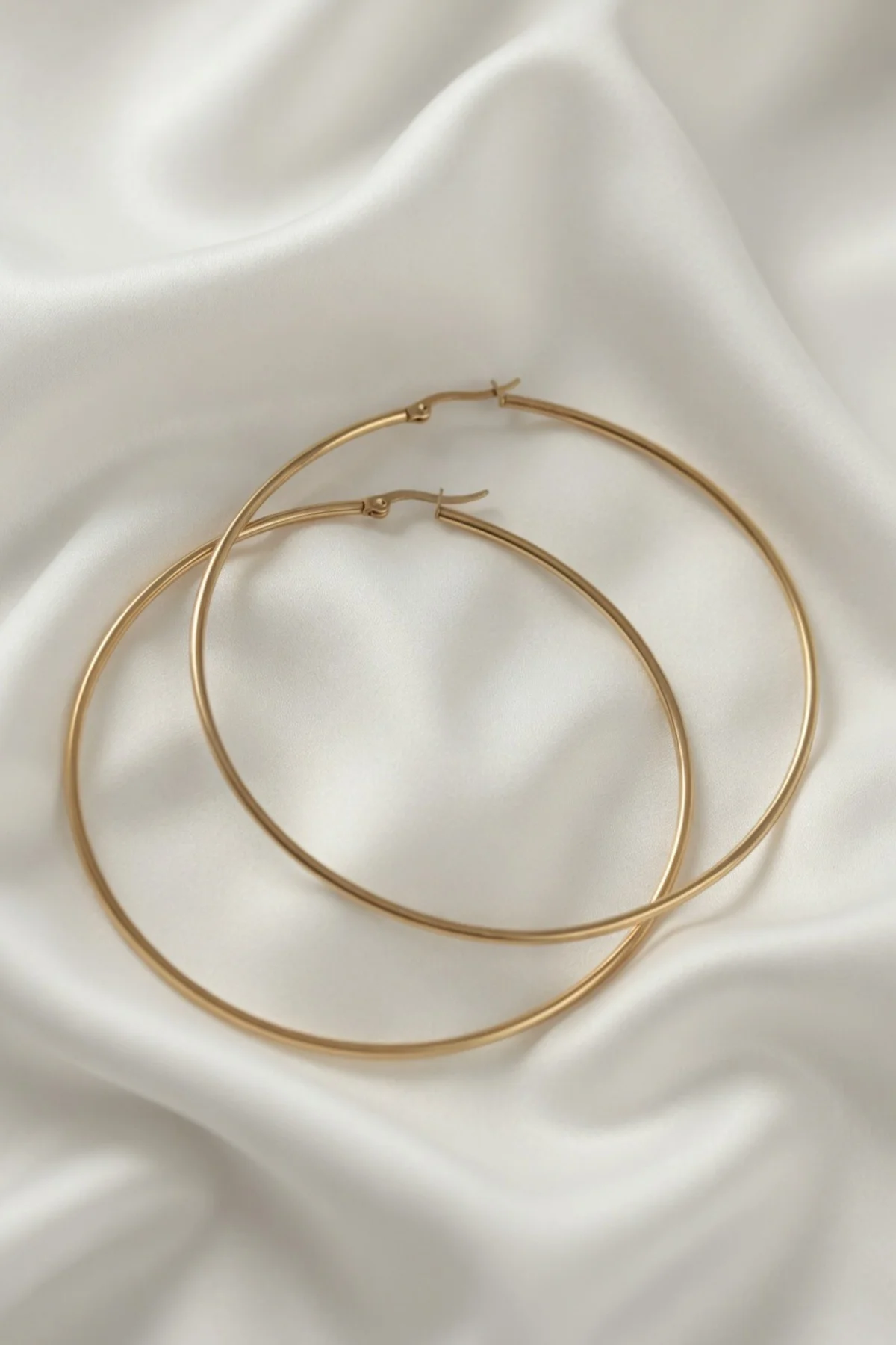 316L Çelik Gold Renk 80 mm Kadın Halka Küpe