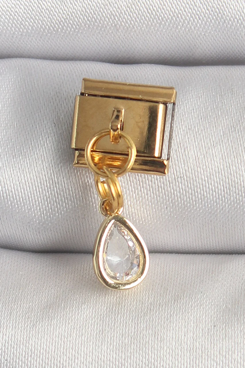 316l Çelik Gold Renk Sallantı Damla Zirkon Taşlı Nomination Charm Tj-bc1345 Diğer