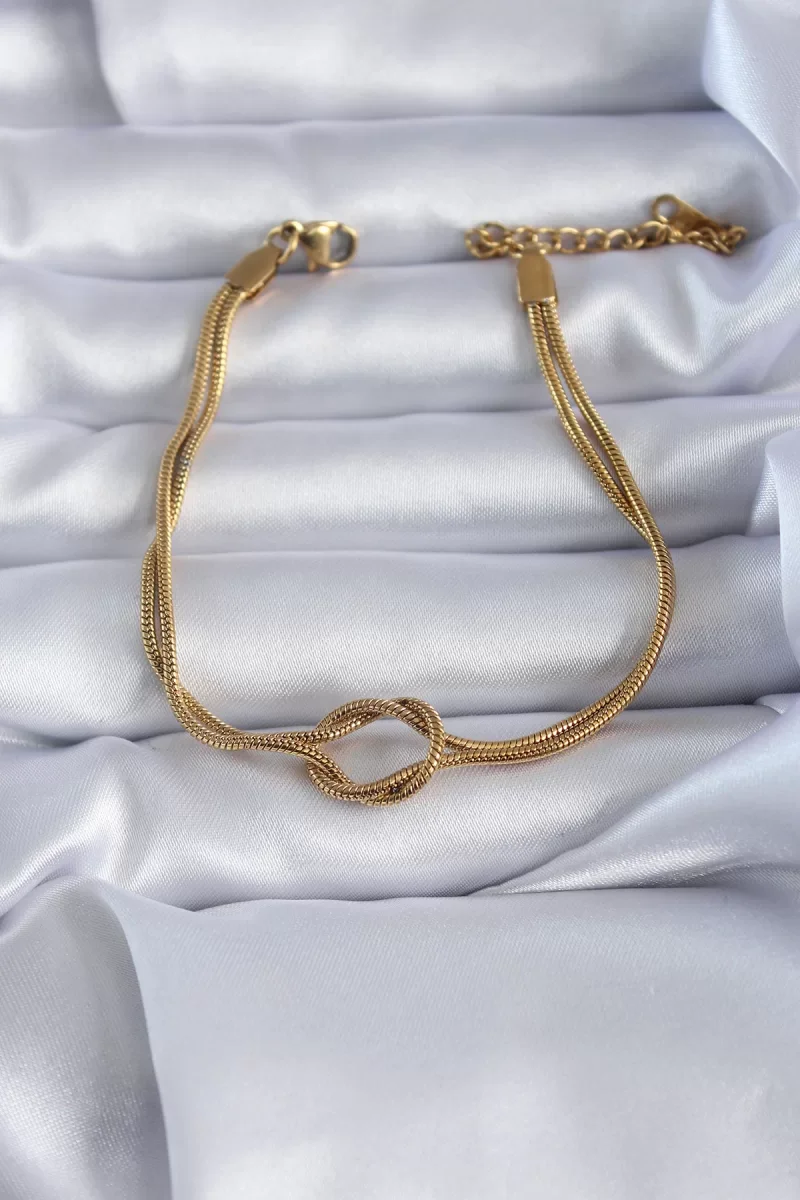316L Çelik Gold Renk Düğüm Model Kadın Bileklik - Lisinya