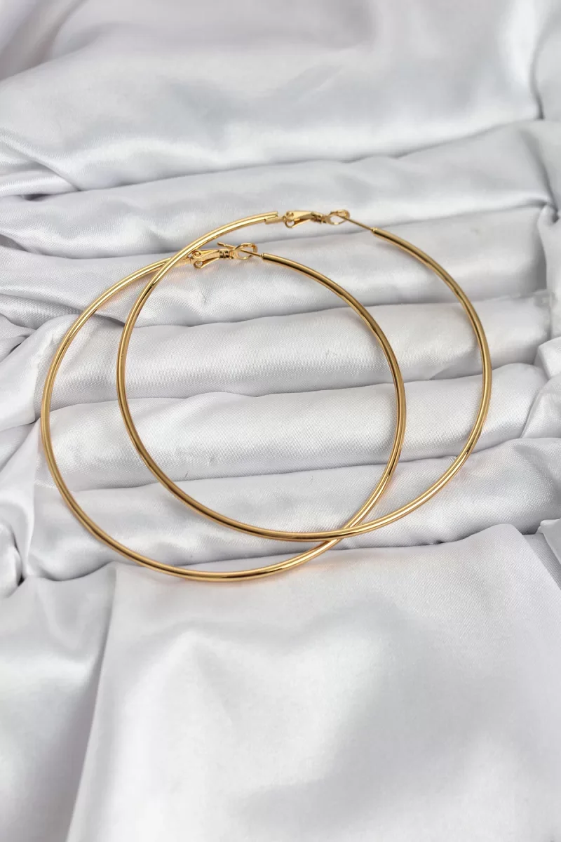 316L Çelik Gold Renk 75 mm Halka Küpe - Lisinya