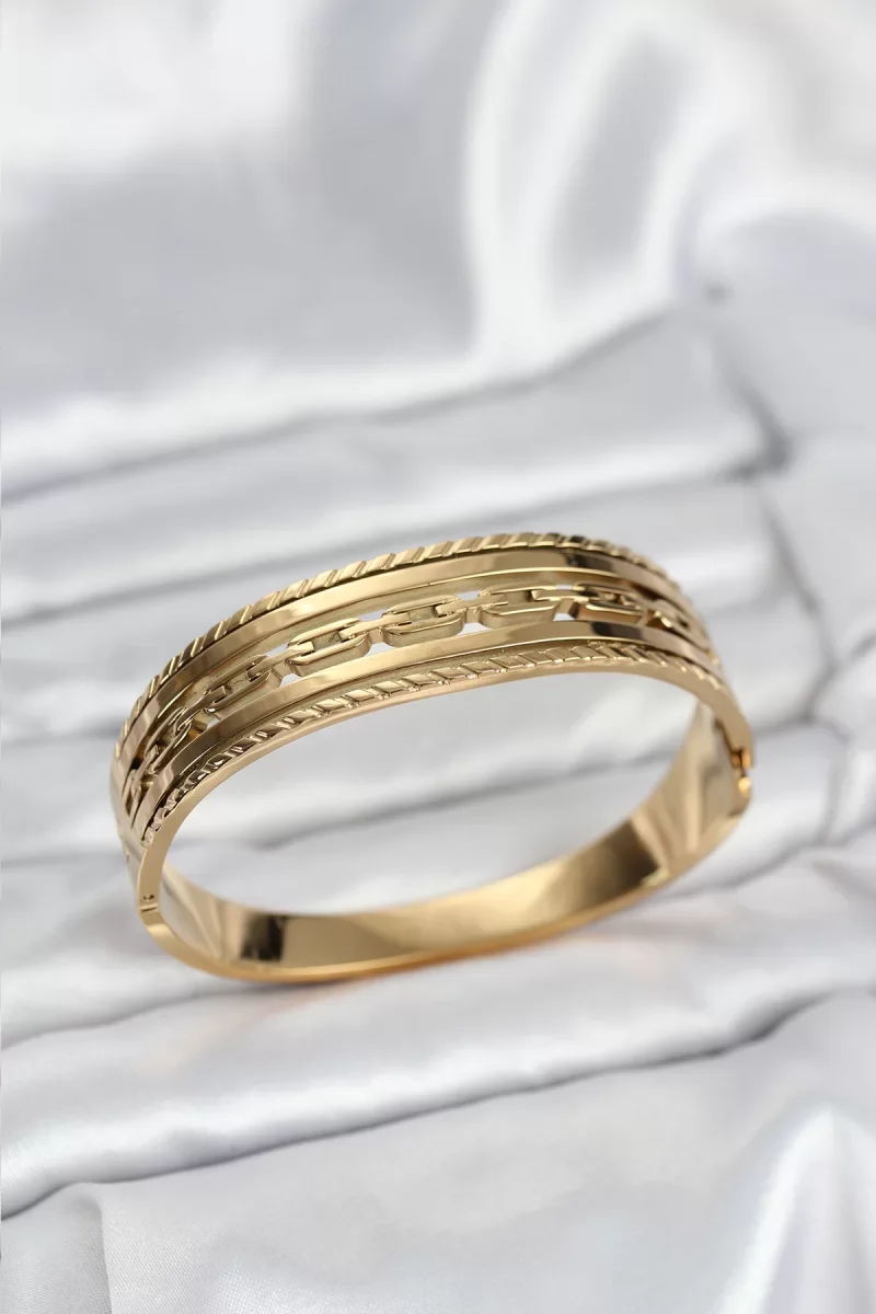 316L Çelik Gold Renk Vintage Model Kadın Kelepçe Bileklik - Lisinya