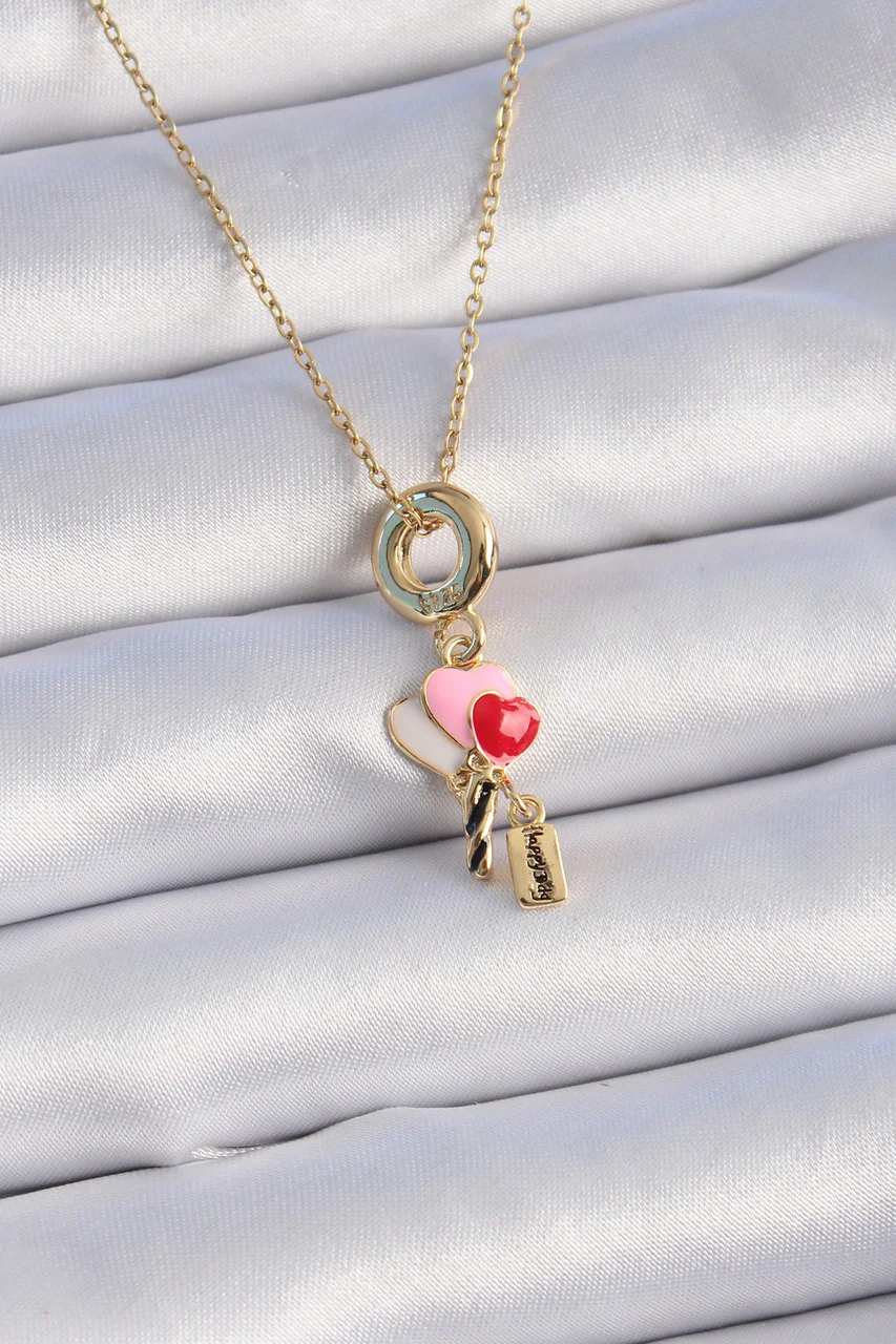 316l Çelik Gold Renk Renkli Kalp Figür Charm Model Kadın Kolye Tj-bko9320 Diğer