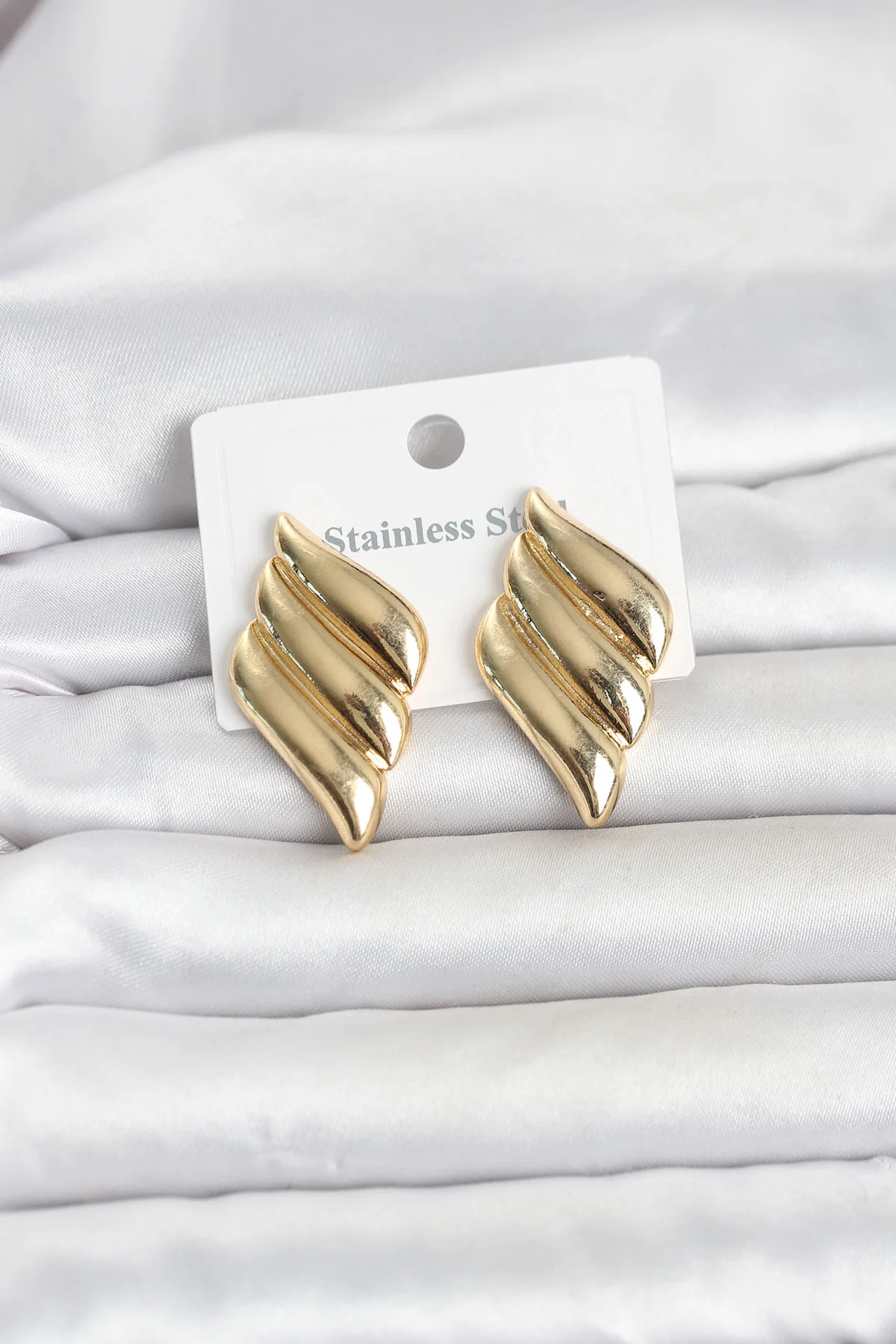 316L Çelik Gold Renk Motif Model Kadın Küpe TJ-BKP11819