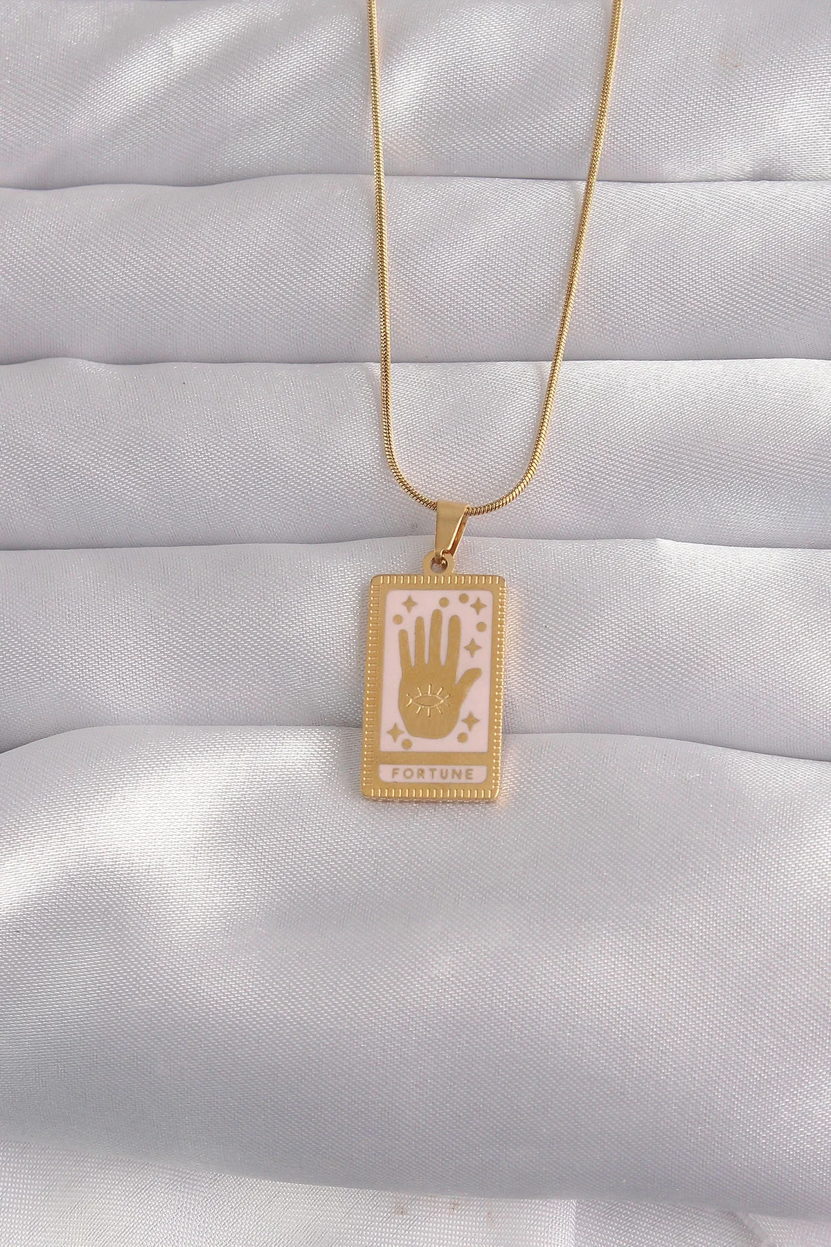 316L Çelik Gold Renk Pembe Mineli El Figür Tarot Kolye Fiyatı, Yorumları ve Özellikleri