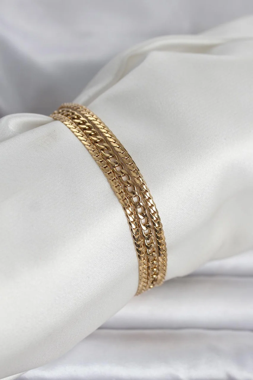 316l Çelik Gold Renk 3'lü Kadın Bileklik - Lisinya Diğer