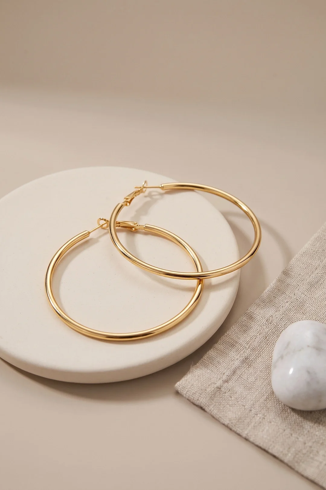 316L Çelik Gold Renk 46 mm Halka Küpe