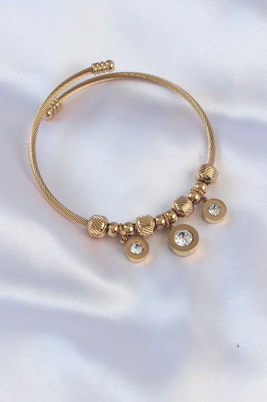 316l Çelik Gold Renk Zirkon Taşlı Model Charm Bileklik Tj-bb6089 Diğer