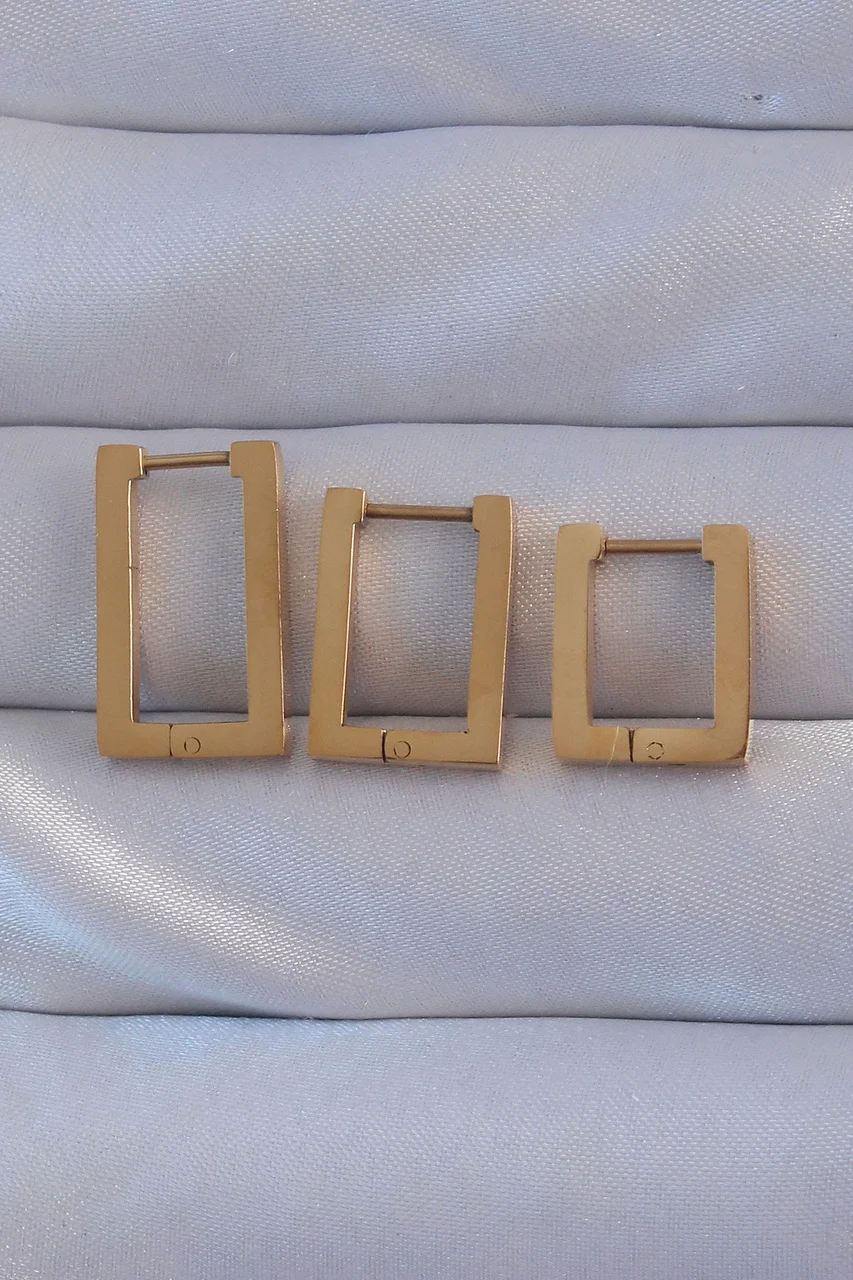 316l Çelik Gold Renk Dikdörtgen Küpe Seti Tj-bkp9159 Diğer