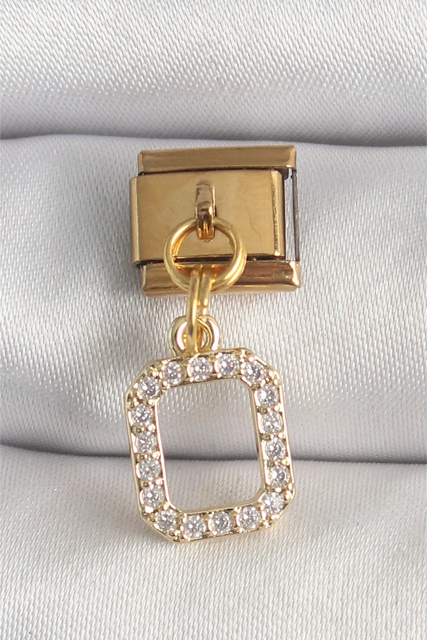 316l Çelik Gold Renk Sallantı Kare Zirkon Taşlı Nomination Charm Diğer