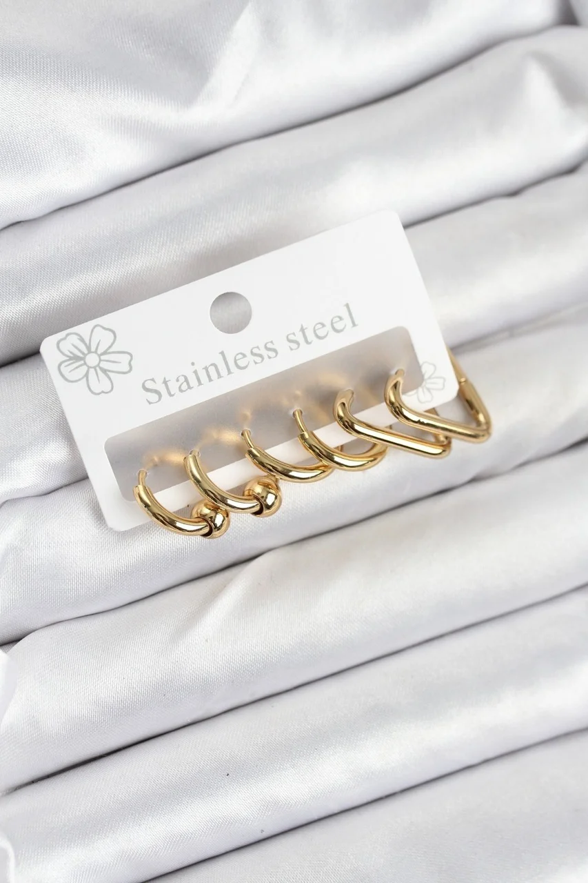 316l Çelik Gold Renk Kadın Küpe Seti Tj-bkp11222 Diğer