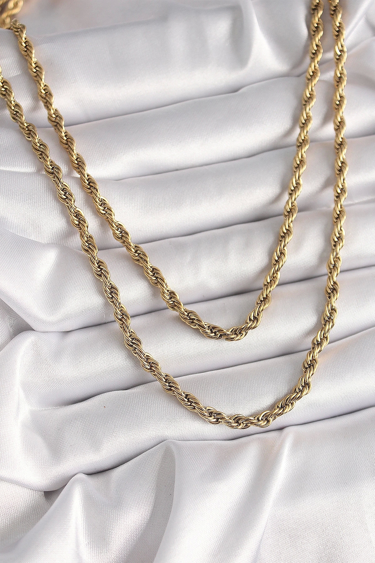 Butik 316L Çelik Gold Renk 1 Metre Burgu Zincir Kadın Kolye