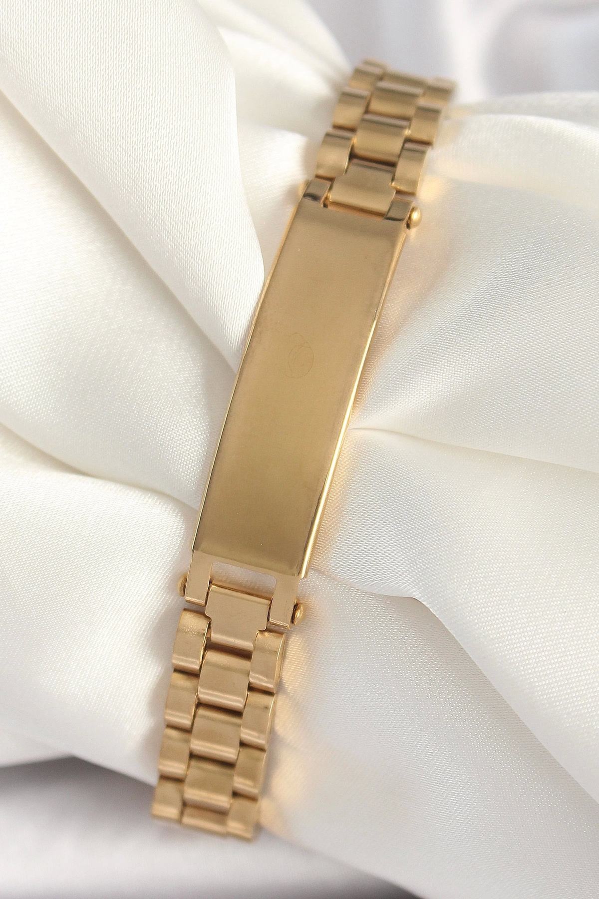 Butik 316L Çelik Gold Renk Zincir Künye Model Erkek Bileklik