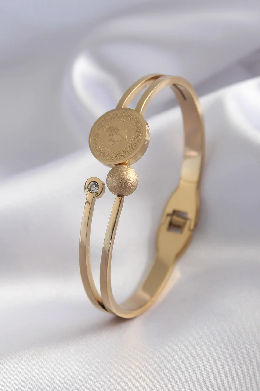 316l Çelik Gold Renk Zirkon Taş Detay Kadın Kelepçe Tj-bb5152 Diğer