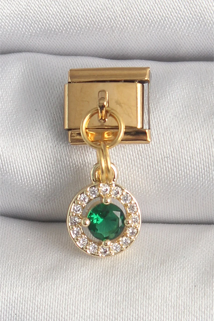 316l Çelik Gold Renk Sallantı Yeşil Zirkon Taşlı Nomination Charm Diğer
