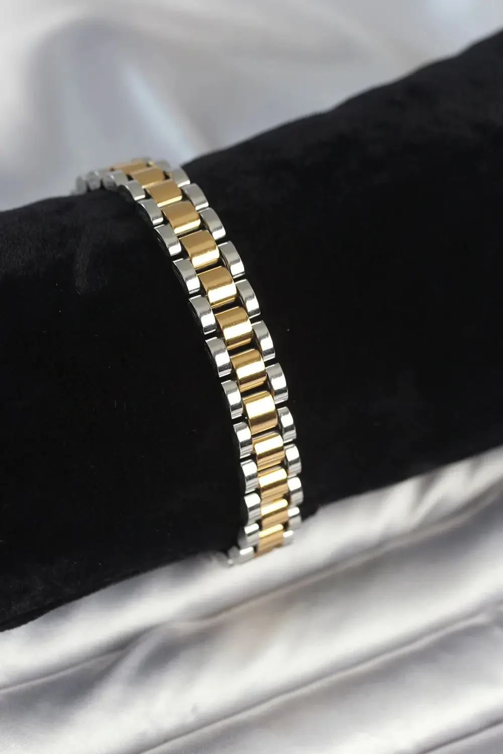 316L Çelik Gold ve Gümüş Renk 9 mm Kalınlık Erkek Bileklik