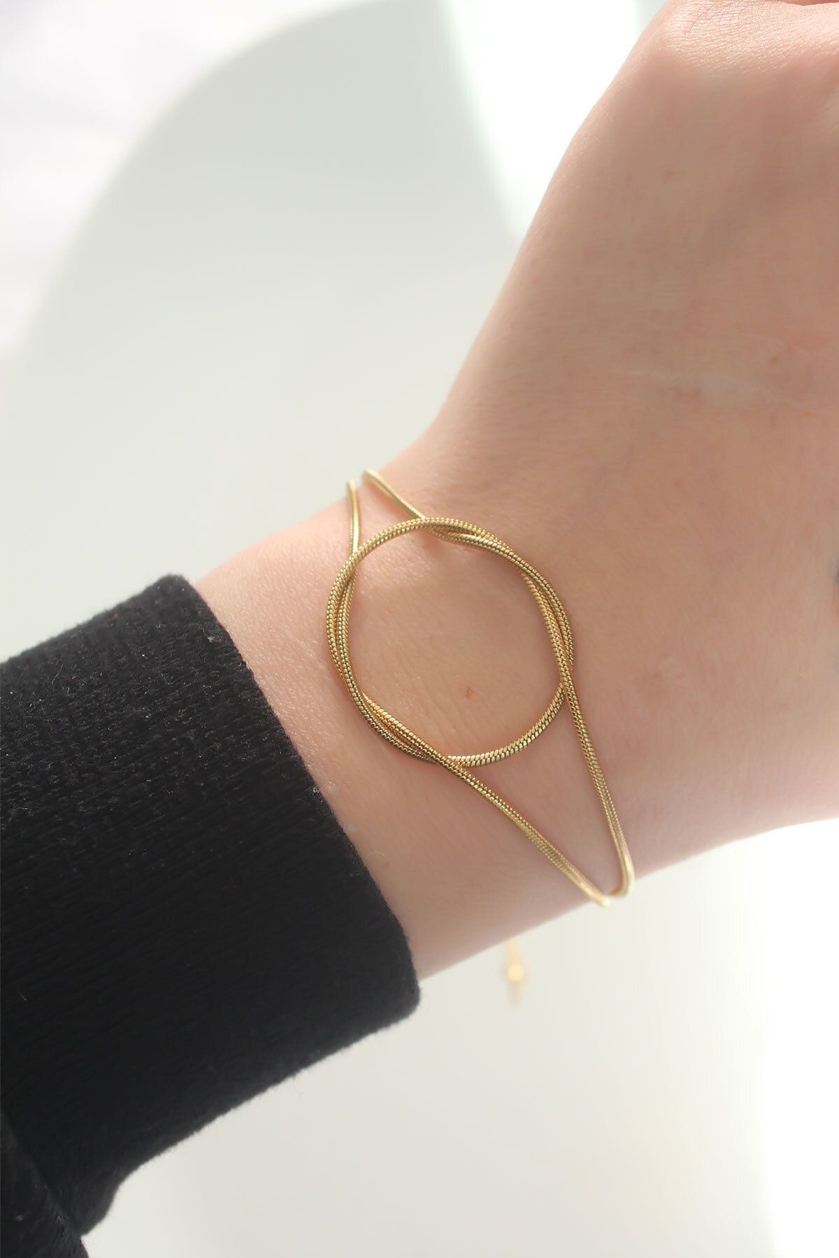 Ok Aksesuar 316L Çelik Gold Renk Düğüm Model Bileklik