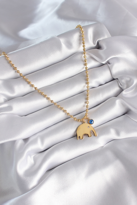 316L Çelik Gold Renk Top Zincir Model Fil Figür Nazar Boncuk Deta