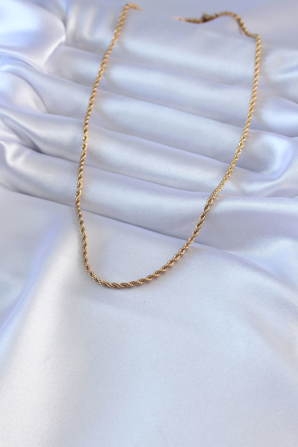 316L Çelik Gold Renk Burgu Model 45 cm Kadın Kolye - TJ-BKO7586