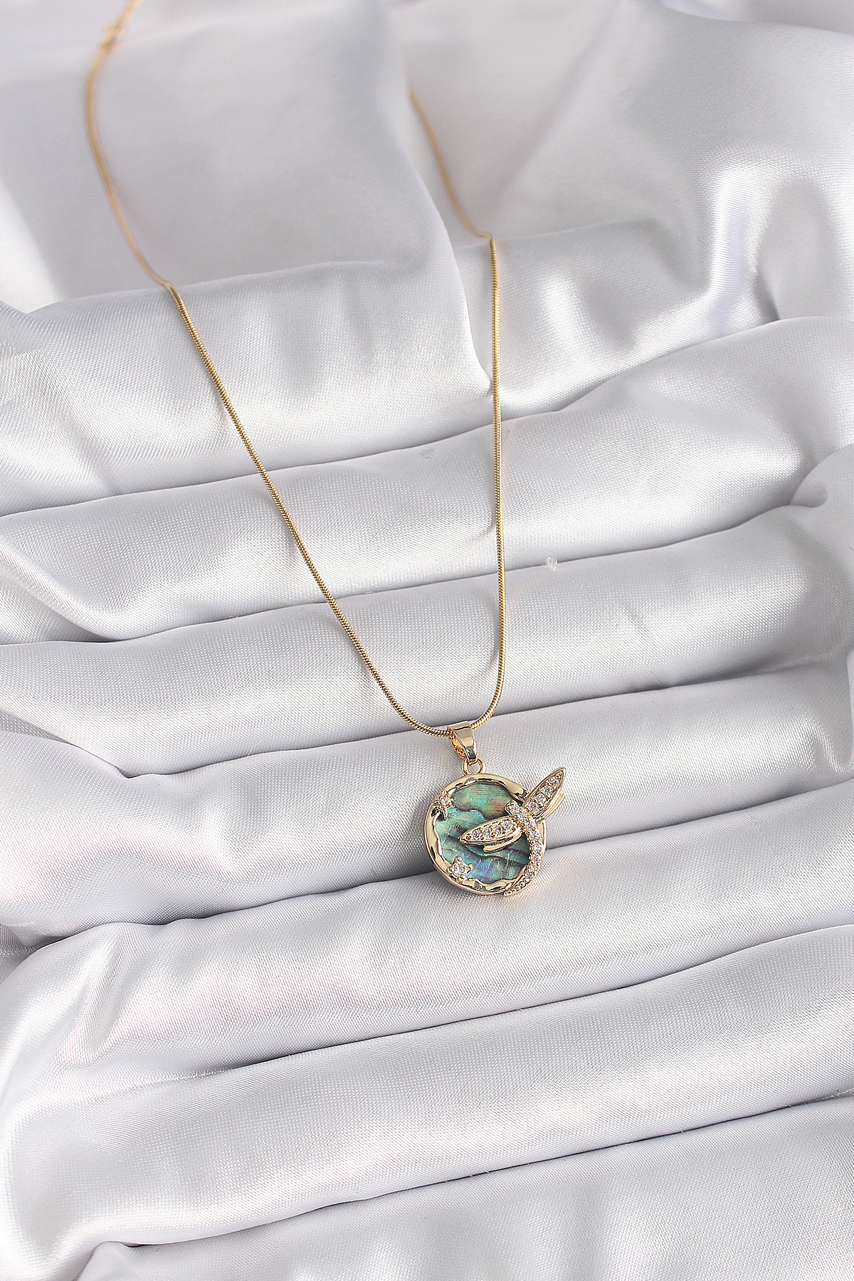 316L Çelik Gold Renk Zincir Zirkon Taşlı Yusufçuk Model Kadın Kol