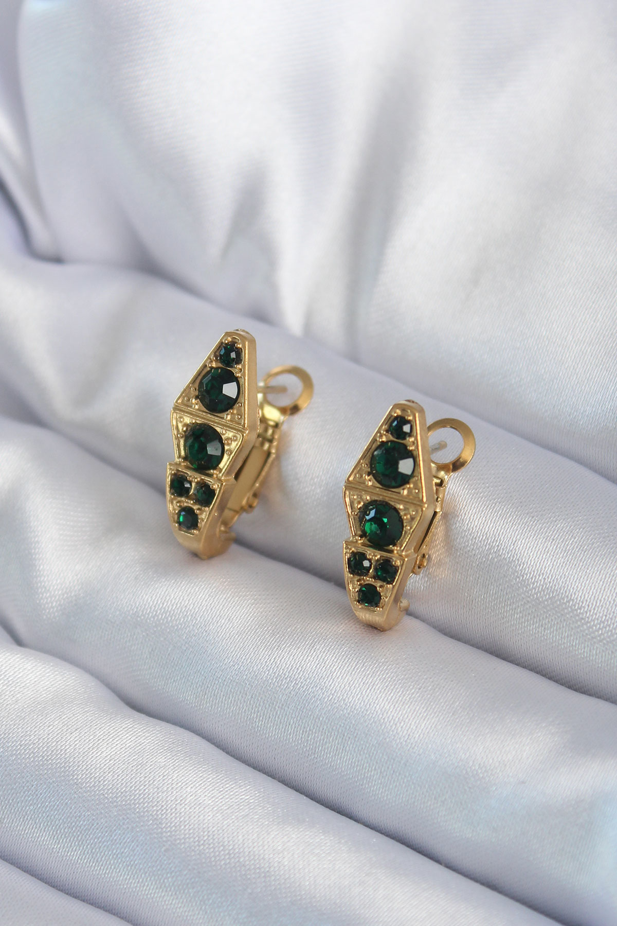 Stillove 316L Çelik Gold Renk Yeşil Kristal Taş Detay Yılan Model Kadın Kü