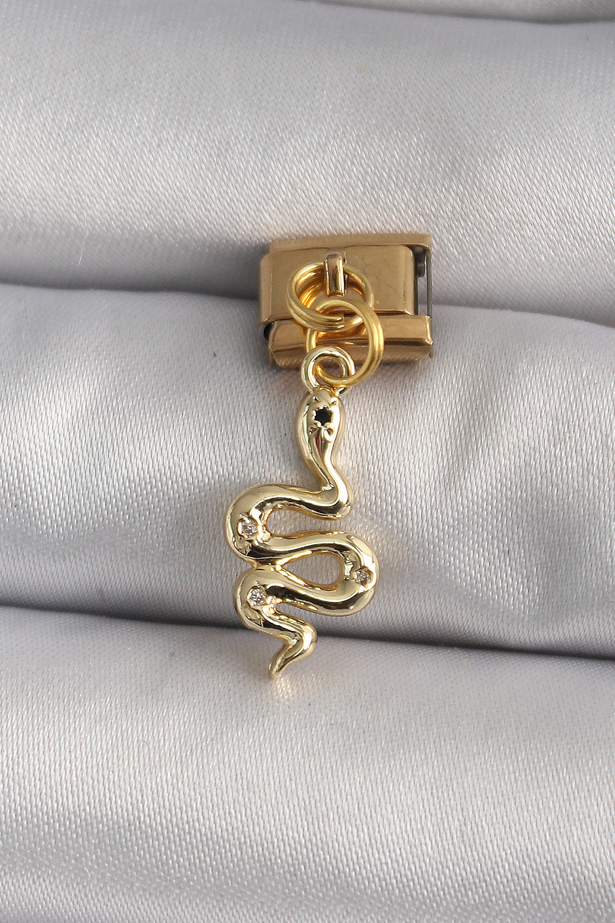 316L Çelik Gold Renk Sallantı Yılan Model Nomination Charm - TJ-B