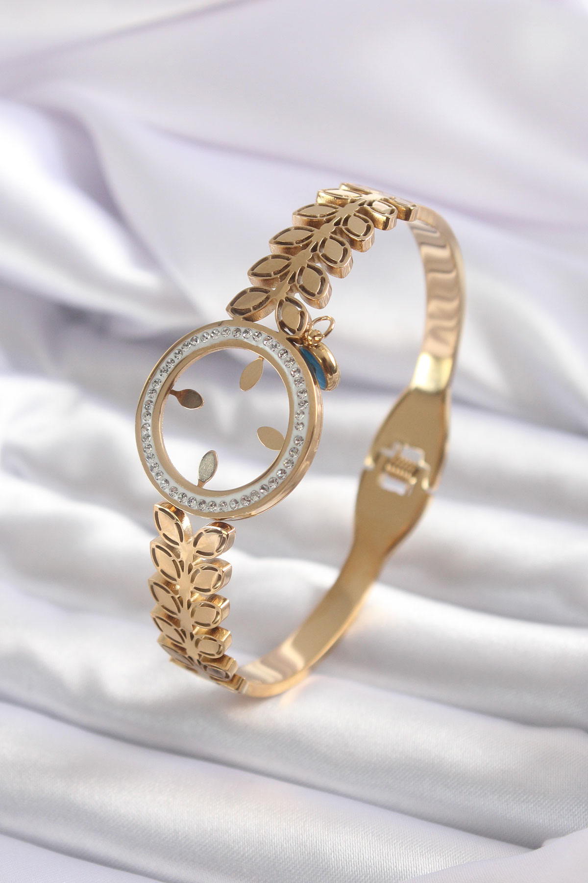 Stillove 316L Çelik Gold Renk Çeyrek Takılabilen Zirkon Taş Detay Kadın Ke