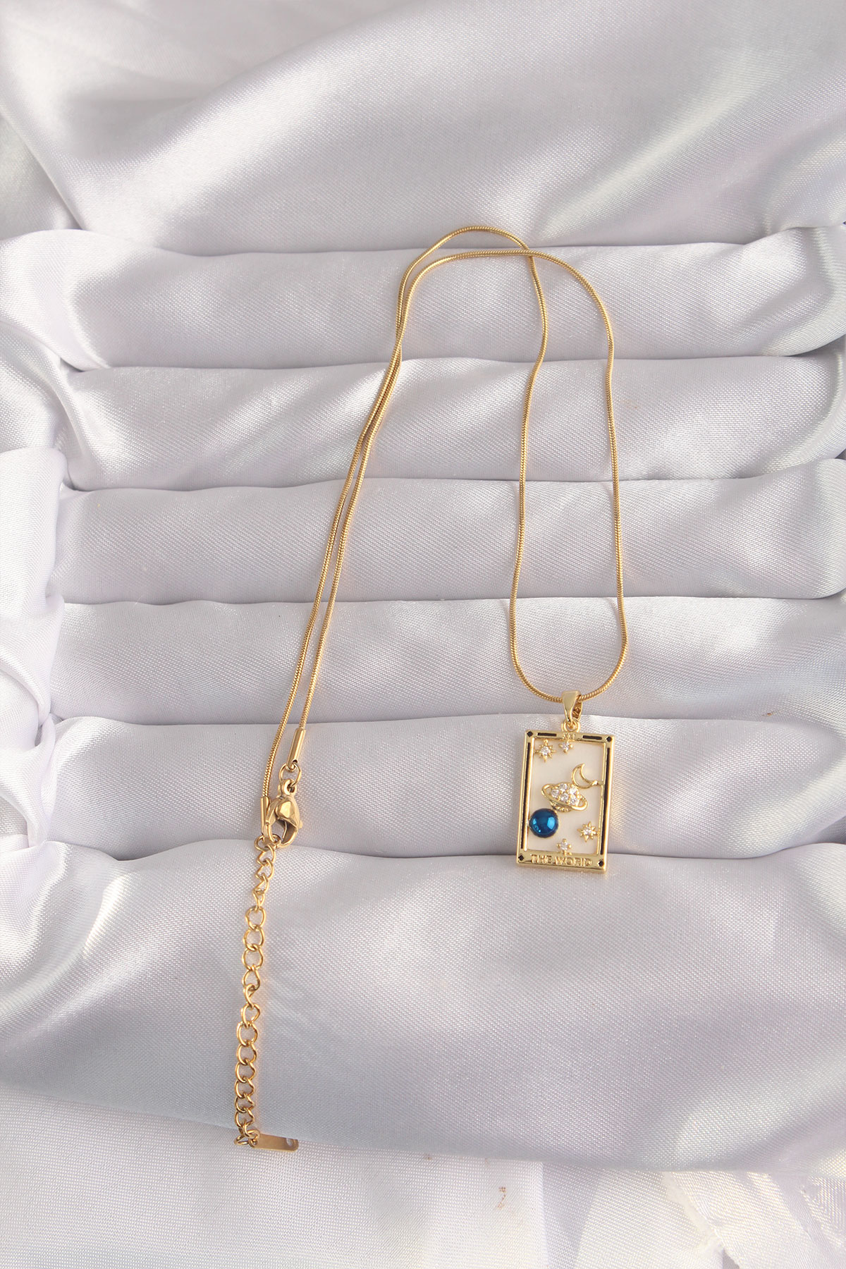 Stillove 316L Çelik Gold Renk Minimal Kalpli Mavi Taş Detaylı Bileklik