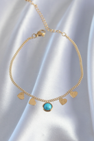 Stillove 316L Çelik Gold Renk Minimal Kalpli Mavi Taş Detaylı Bileklik