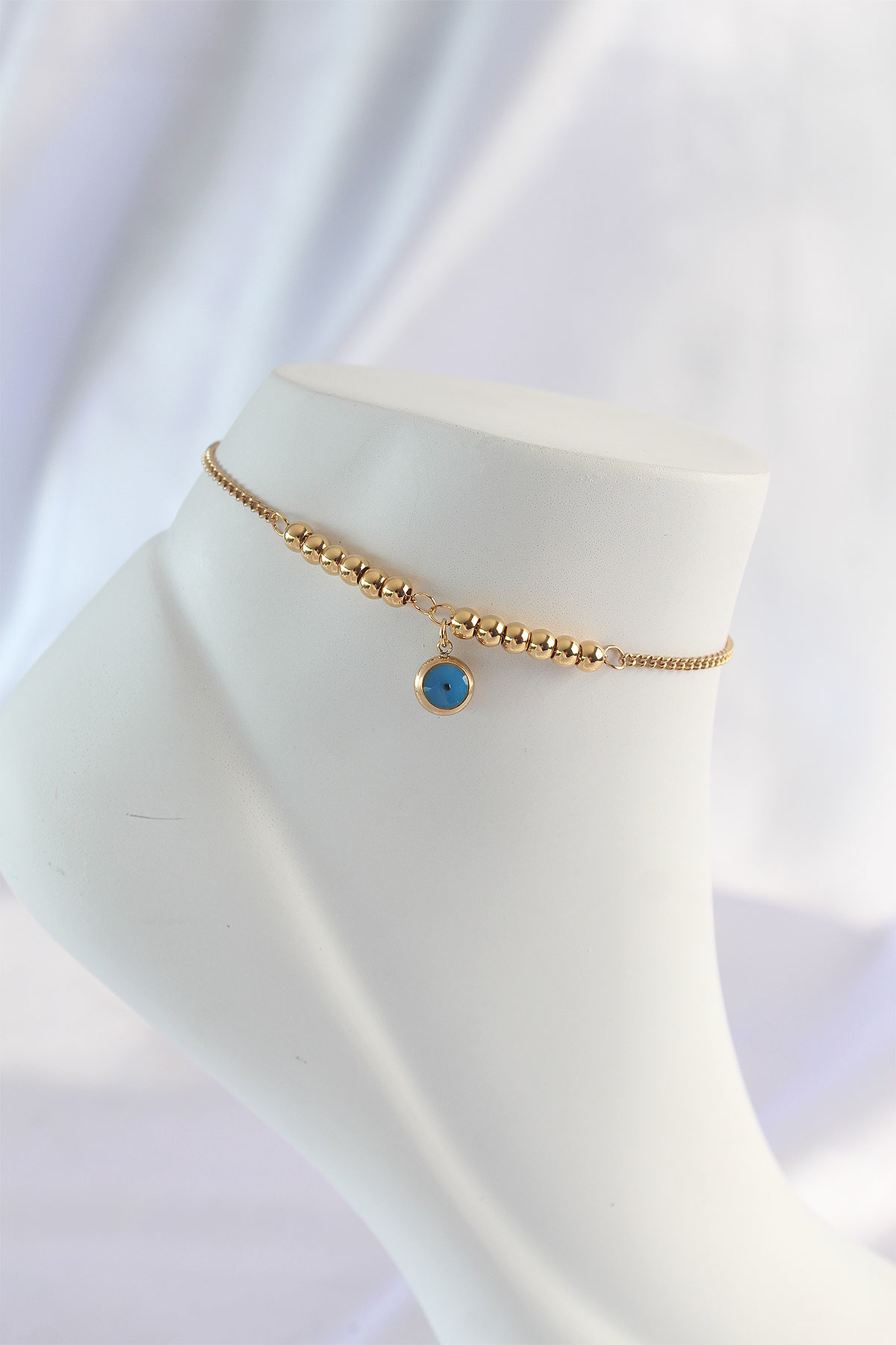 Stillove 316L Çelik Gold Renk Minimal Nazar Boncuklu Halhal Sl7661