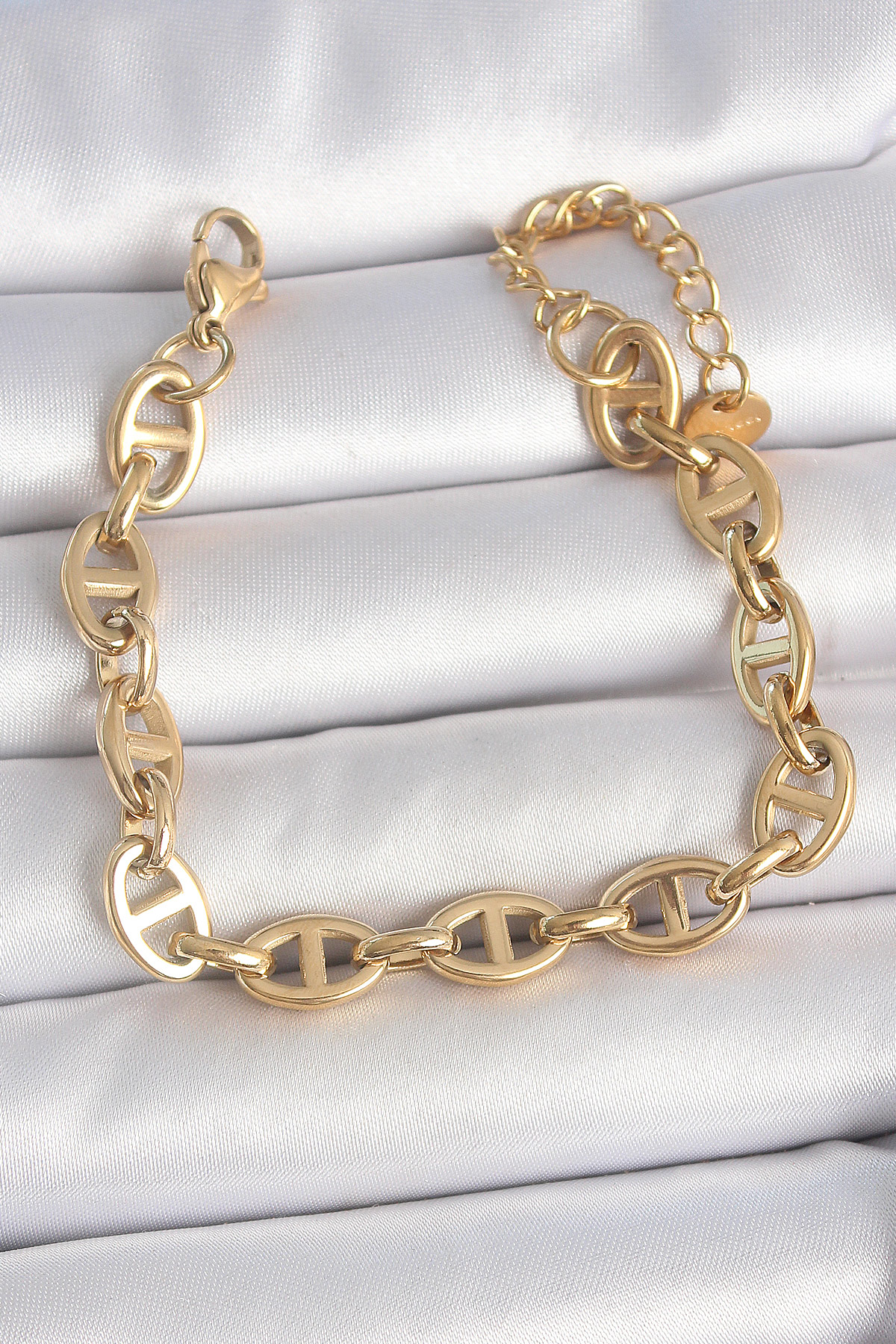 316L Çelik Gold Renk Zincir Model Kadın Bileklik - TJ-BB6955