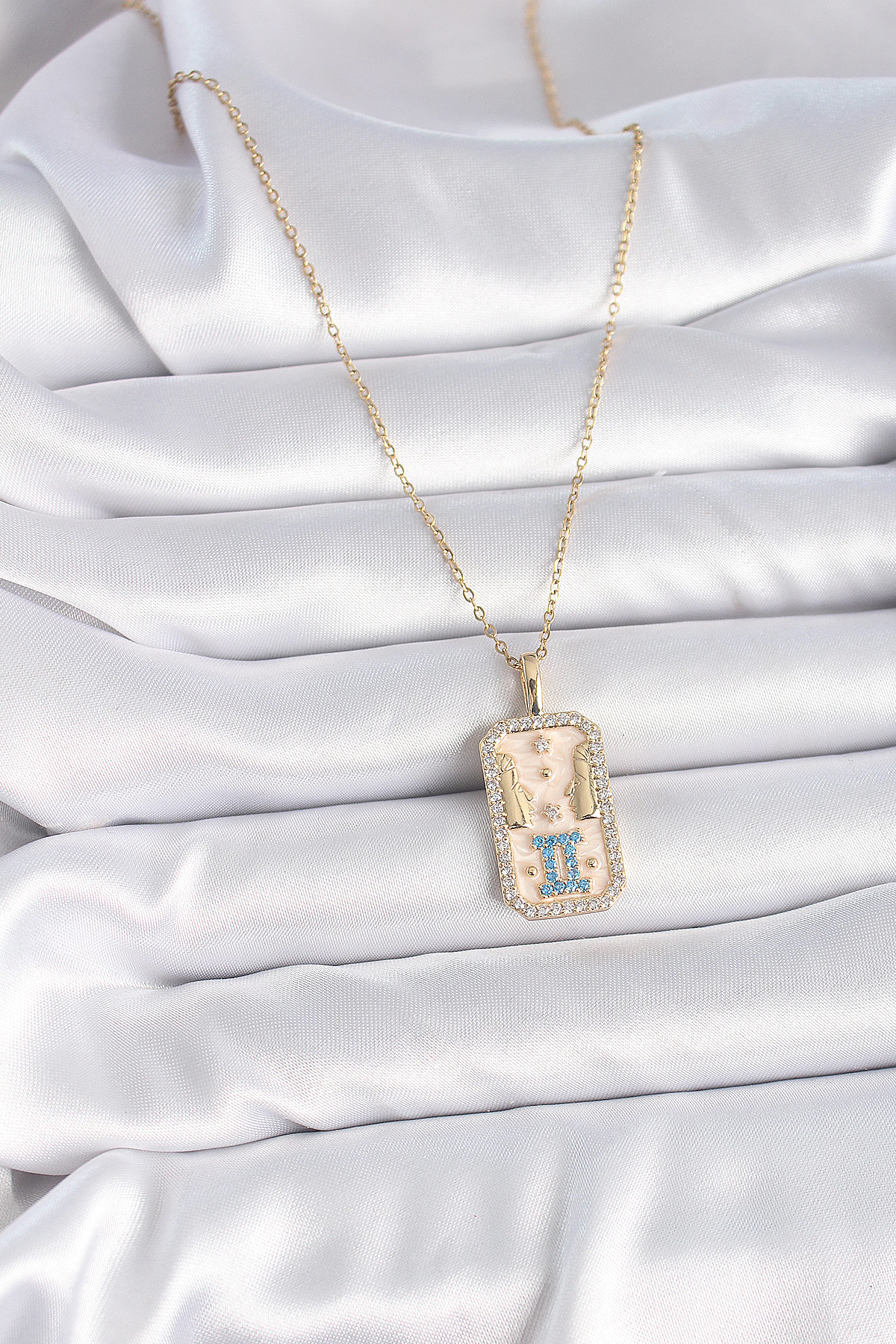 Stillove 316L Çelik Gold Renk Zincir İkizler Burcu Zirkon Taşlı Kadın Koly