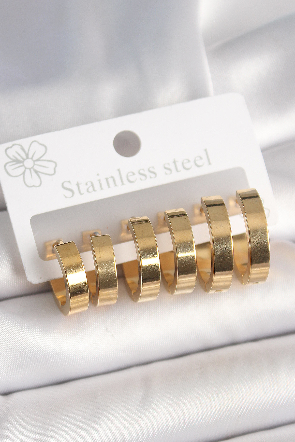 Stillove 316L Çelik Gold Renk Halka Model Kadın Küpe Seti Sl10982