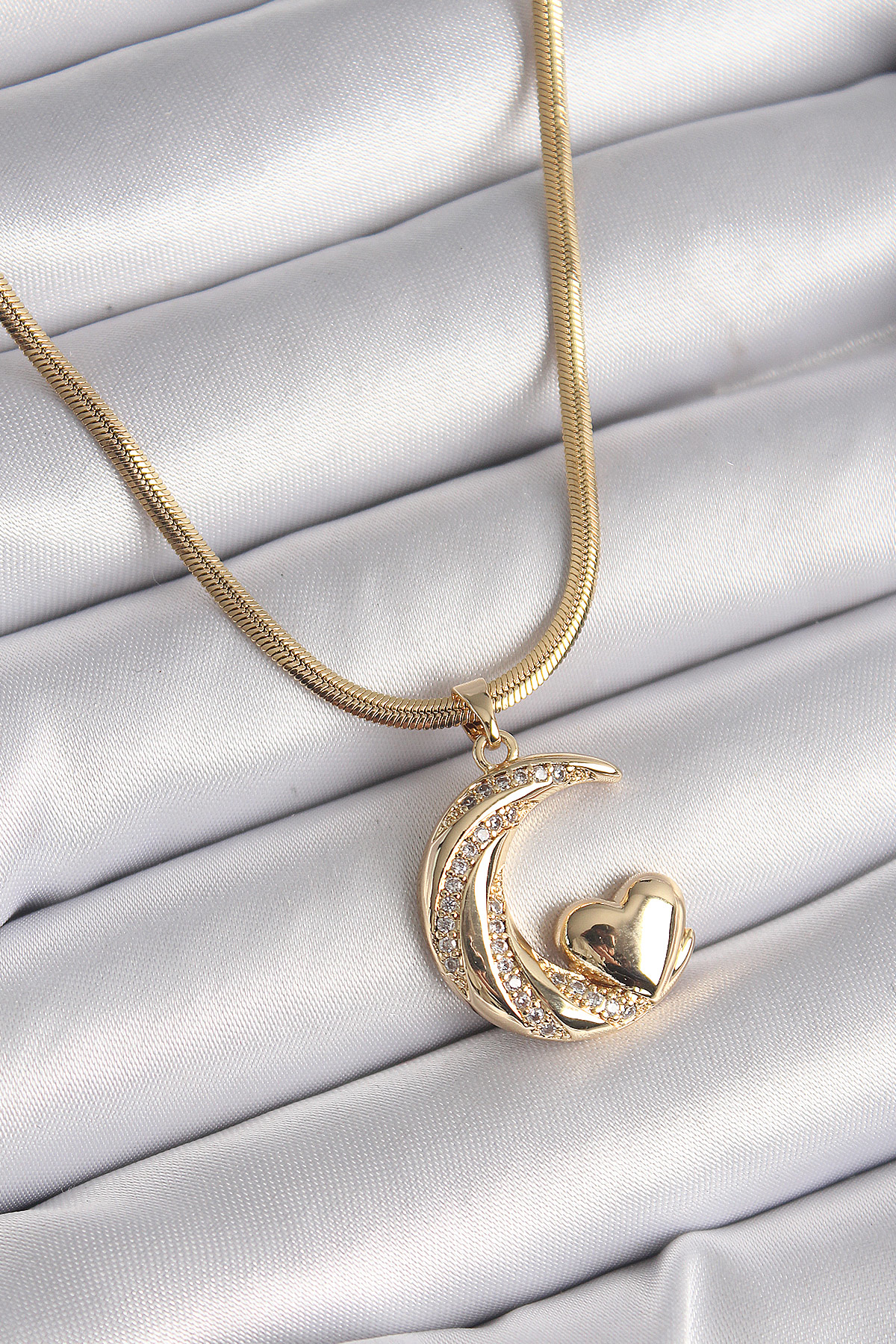 316L Çelik Gold Renk Çelik İtalyan Zincir Zirkon Taşlı Halil Figü