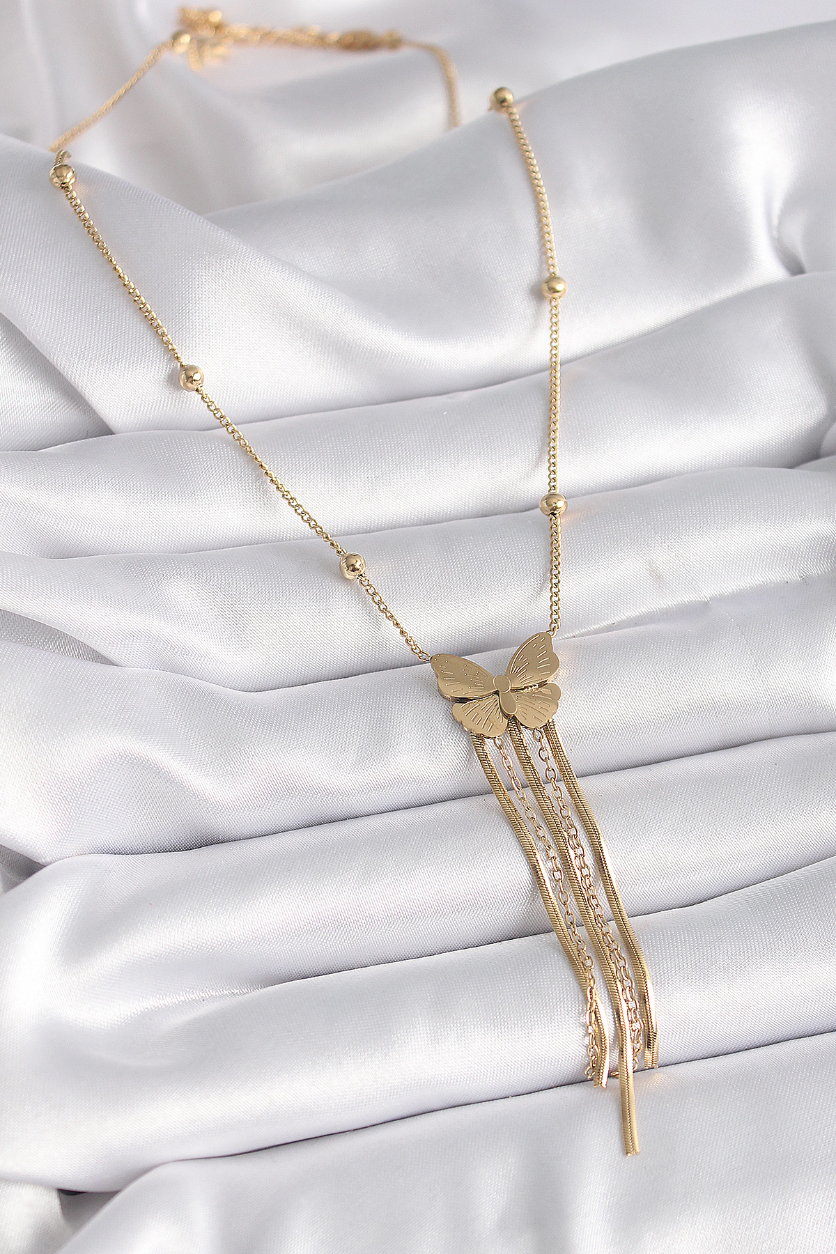Stillove 316L Çelik Gold Renk Kelebek Figür Sallantı İtalyan Zincirli Kadı