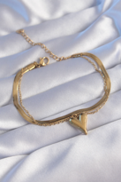Stillove 316L Çelik Gold Renk İtalyan Zincirli Kalp Model Bileklik Sl7904