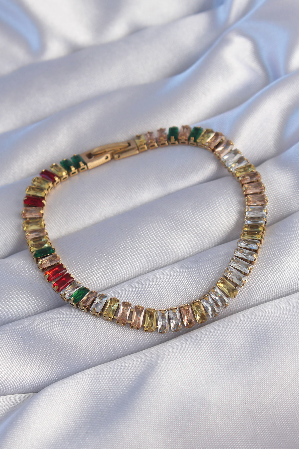 316L Çelik Gold Renk Renkli Su Yolu Tasarımlı Bileklik - TJ-BB610