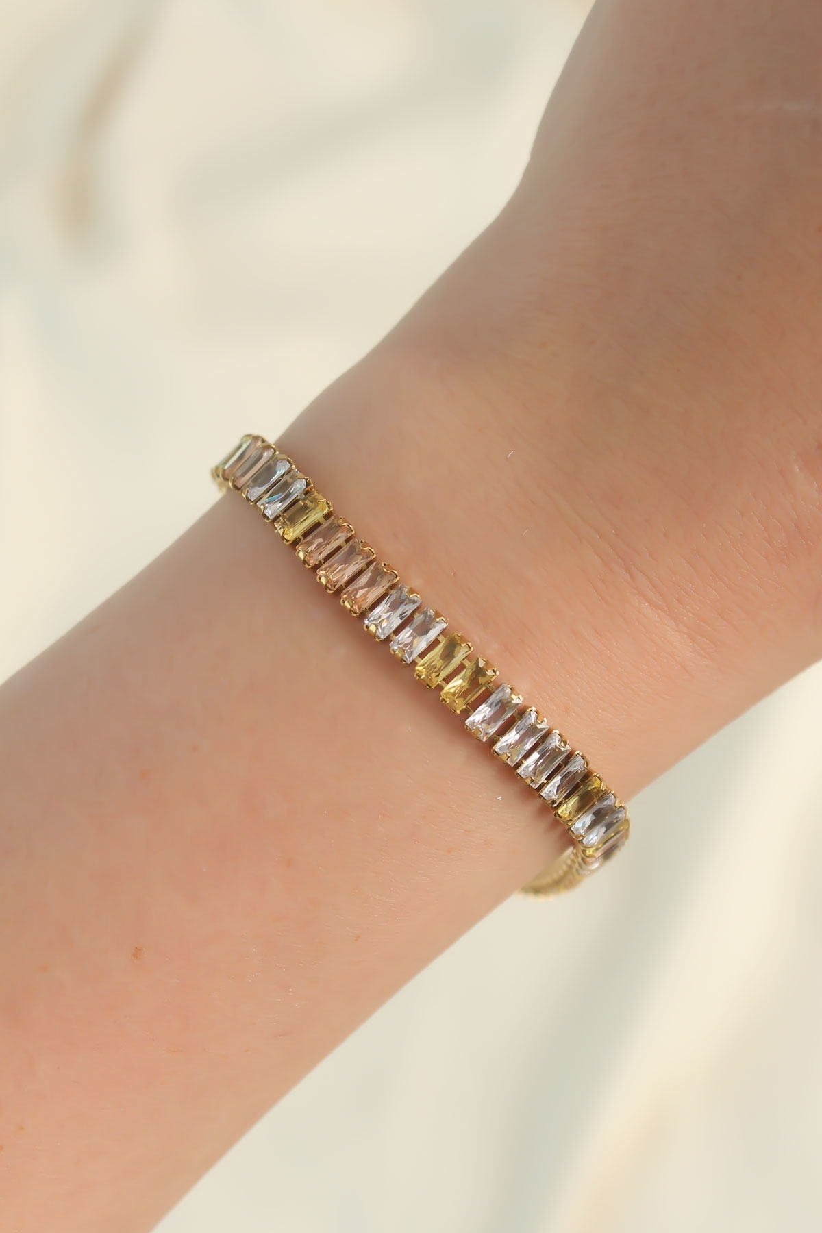 Stillove 316L Çelik Gold Renk Renkli Su Yolu Tasarımlı Bileklik Sl7906