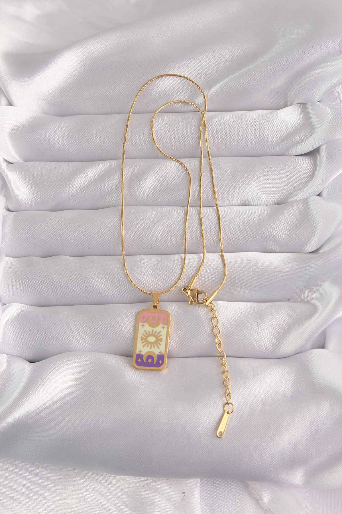 316L Çelik Gold Renk Karışık Mineli Ay Figür Tarot Kolye - TJ-BKO