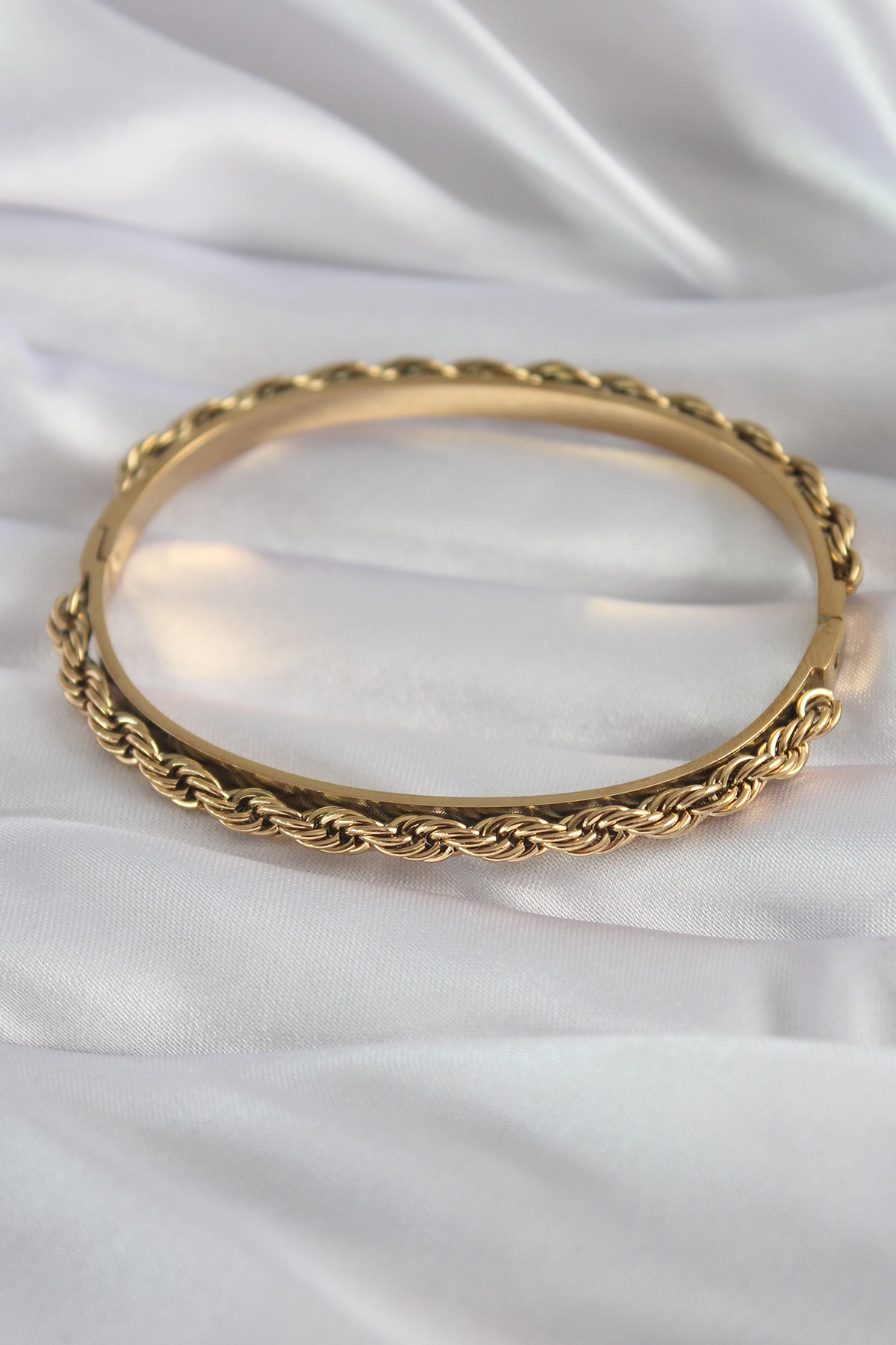 Stillove 316L Çelik Gold Renk Burgu Zincir Model Kadın Kelepçe