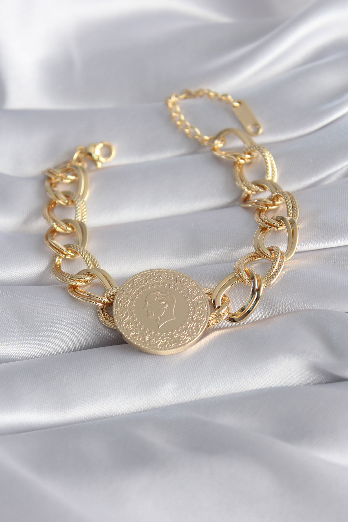 316L Çelik Gold Renk Tam Altn Model Samanyolu Kadın Bileklik - TJ